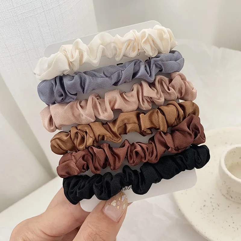 6pcs/set Solid Elastic Scrunchie Hair Ties Rubber Bands for Women Girls Sport Gym Hair Scrunchies Holder Hair Accessories Set