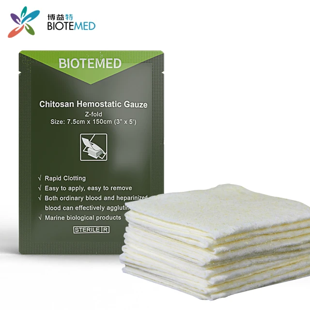 High quality no woven hemostatic wound gauze tourniquet dressing Z-fold Chitosan better than kaolin and zeolite