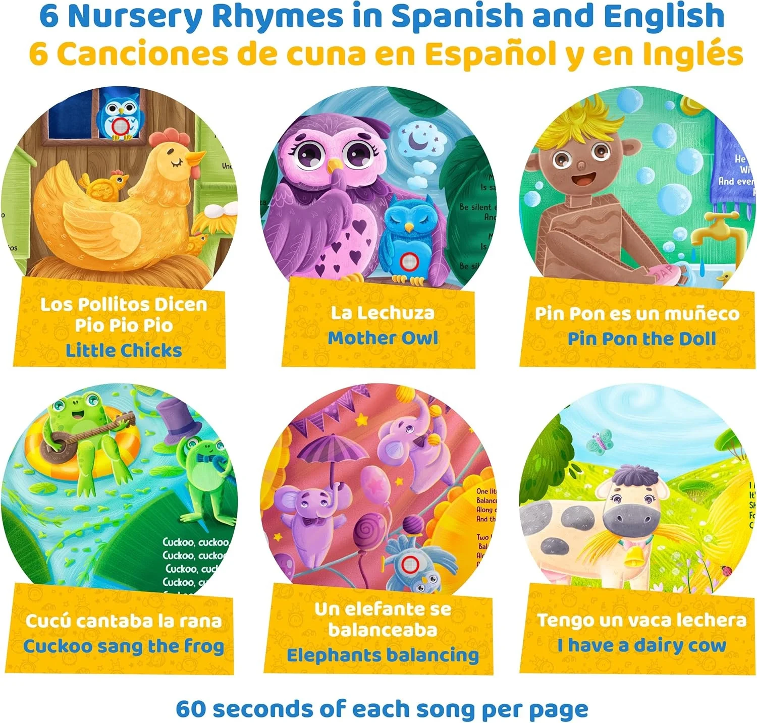 English and Spanish Nursery Rhymes Book for Toddlers Sound Books for 1 Year Old and Older