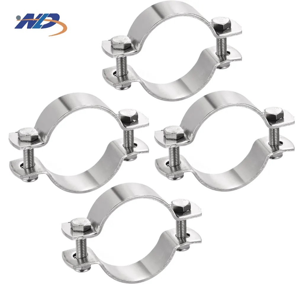 Stainless Steel Heavy Duty Double Bolt Pipe Clamp Pipe Holder Measured in Inch and Metric Systems