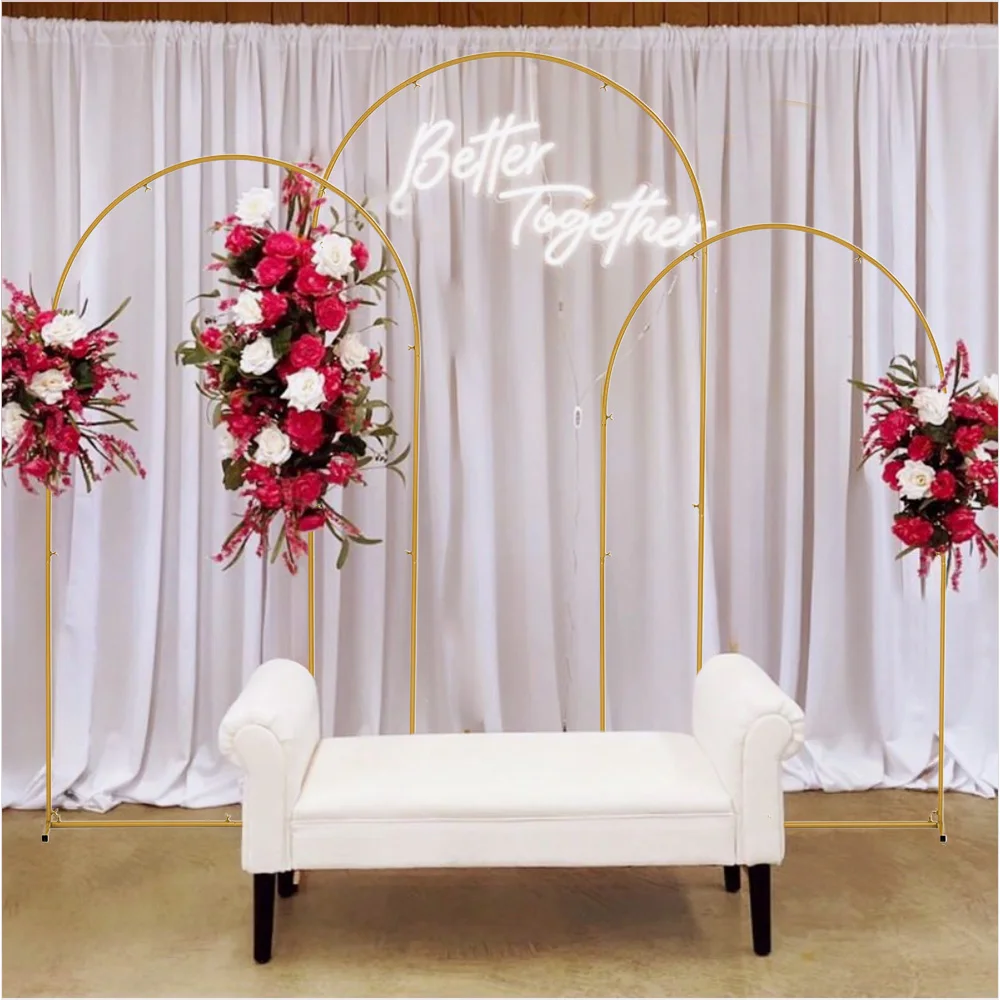 Metal Gold Wedding Arch Backdrop Stands Arbor Stand for Birthday Party Ceremony Anniversary Celebration Decoration 3pcs a set