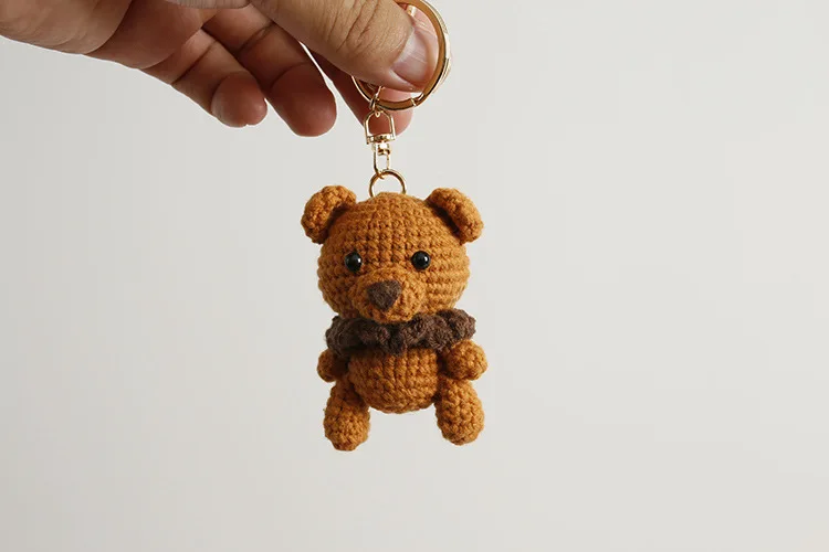 New 100% cotton crochet bear amigurumi keychains for gift