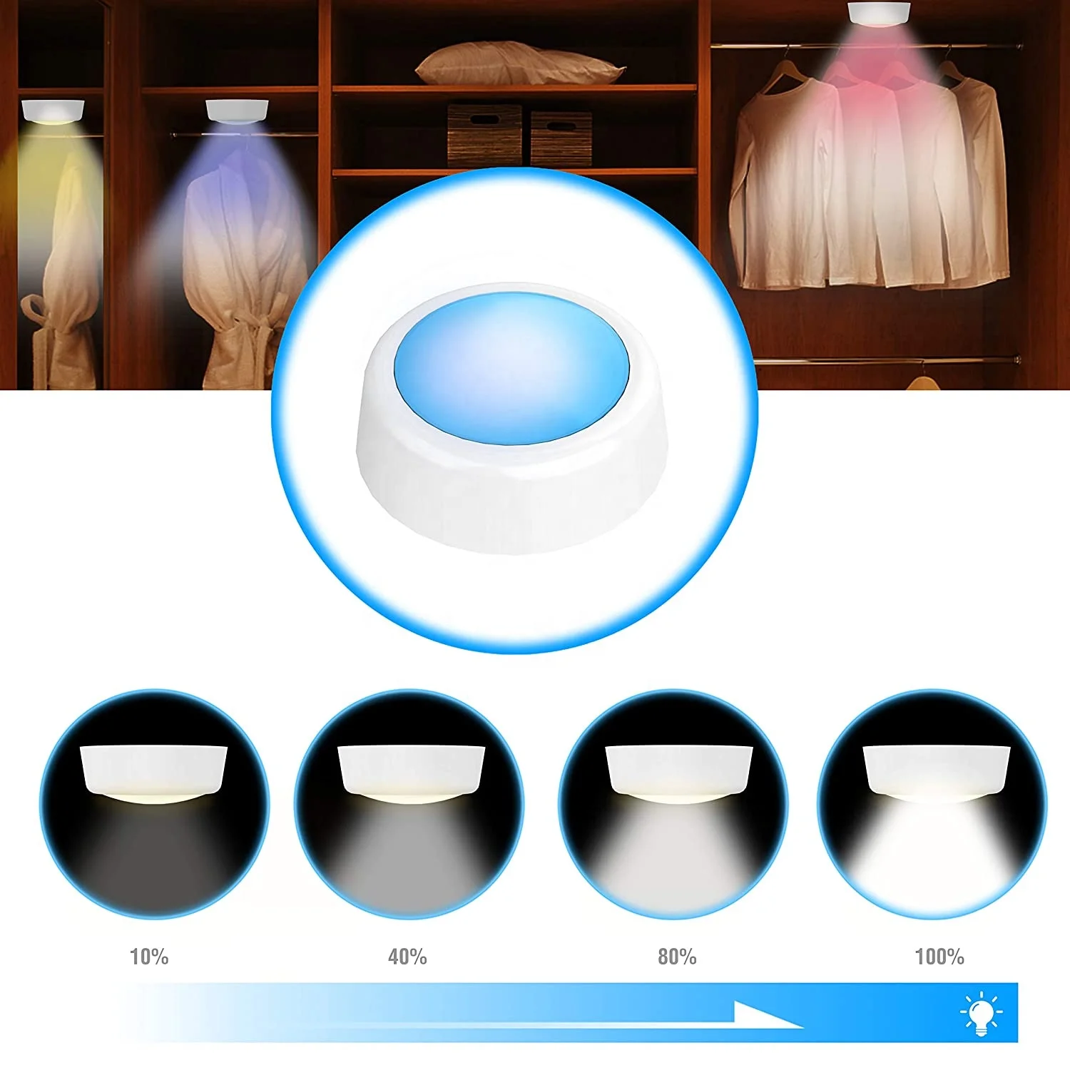Rechargeable Led Puck Night Light For Anywhere Closet Stair Lights