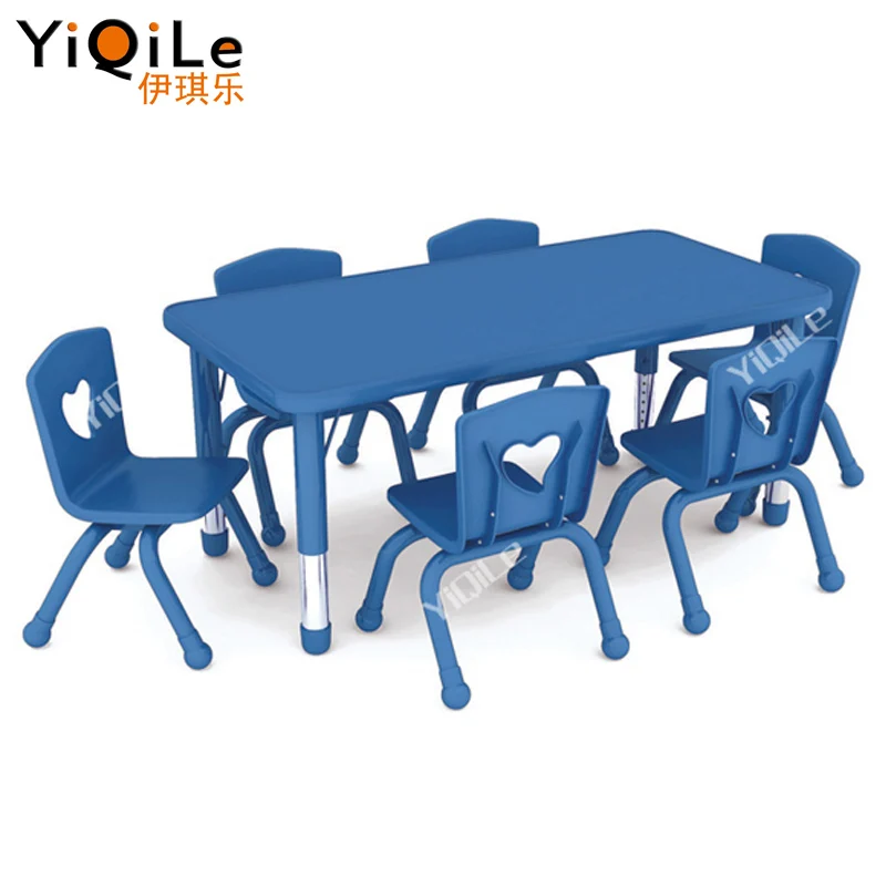 Детская мебель для детского сада YIQILE на 6 человек, поднимается отдельно, однотонный стол для детского сада, столы и стулья