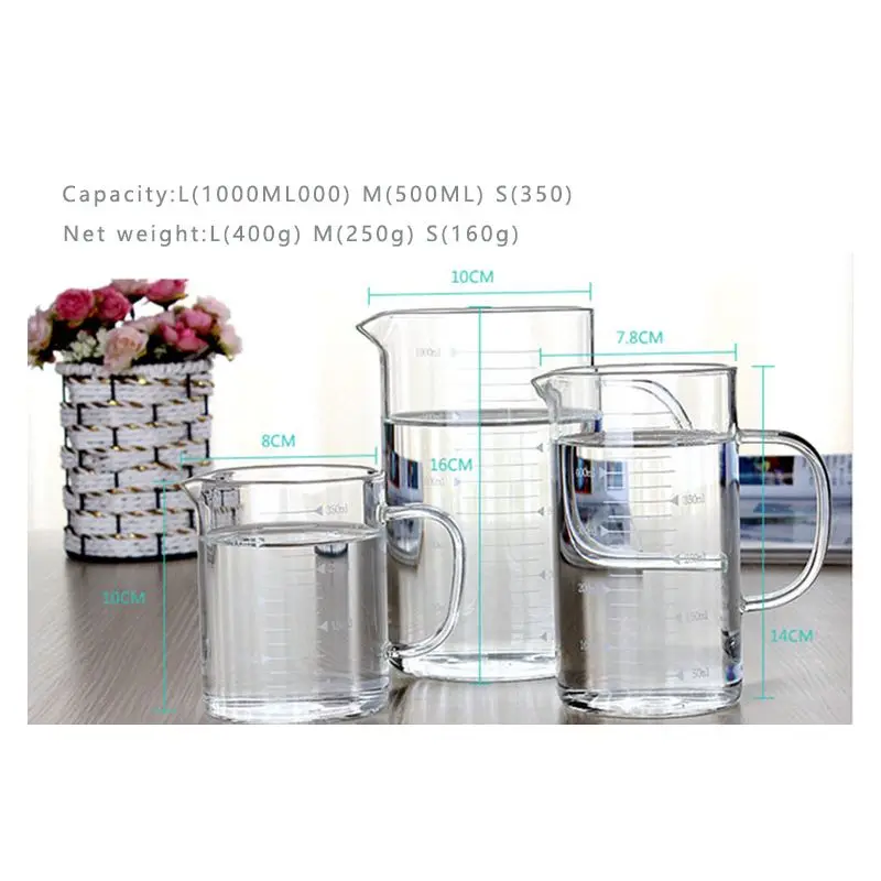 High borosilicate glass graduated cup milk cup graduated glass measuring cup set