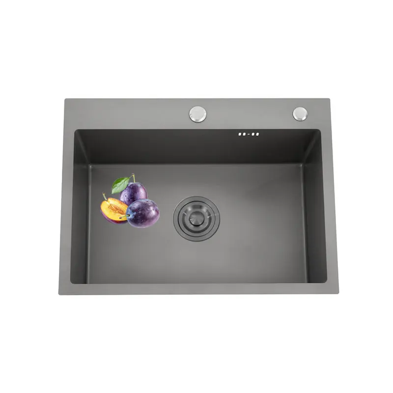 High end ultramodern steel single bowl deep kitchen sink with strainer
