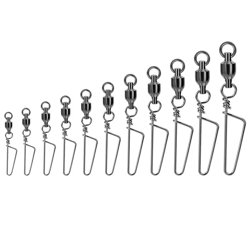Fishing swivels stainless steel copper swivel snap hook rolling coastlock snap ball bearing fishing snap swivels