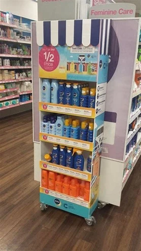 Full Color Printing Retail Shop Pop Floor Display Stand Assemble Store Products Candy Shelf PVC Foam Display Rack