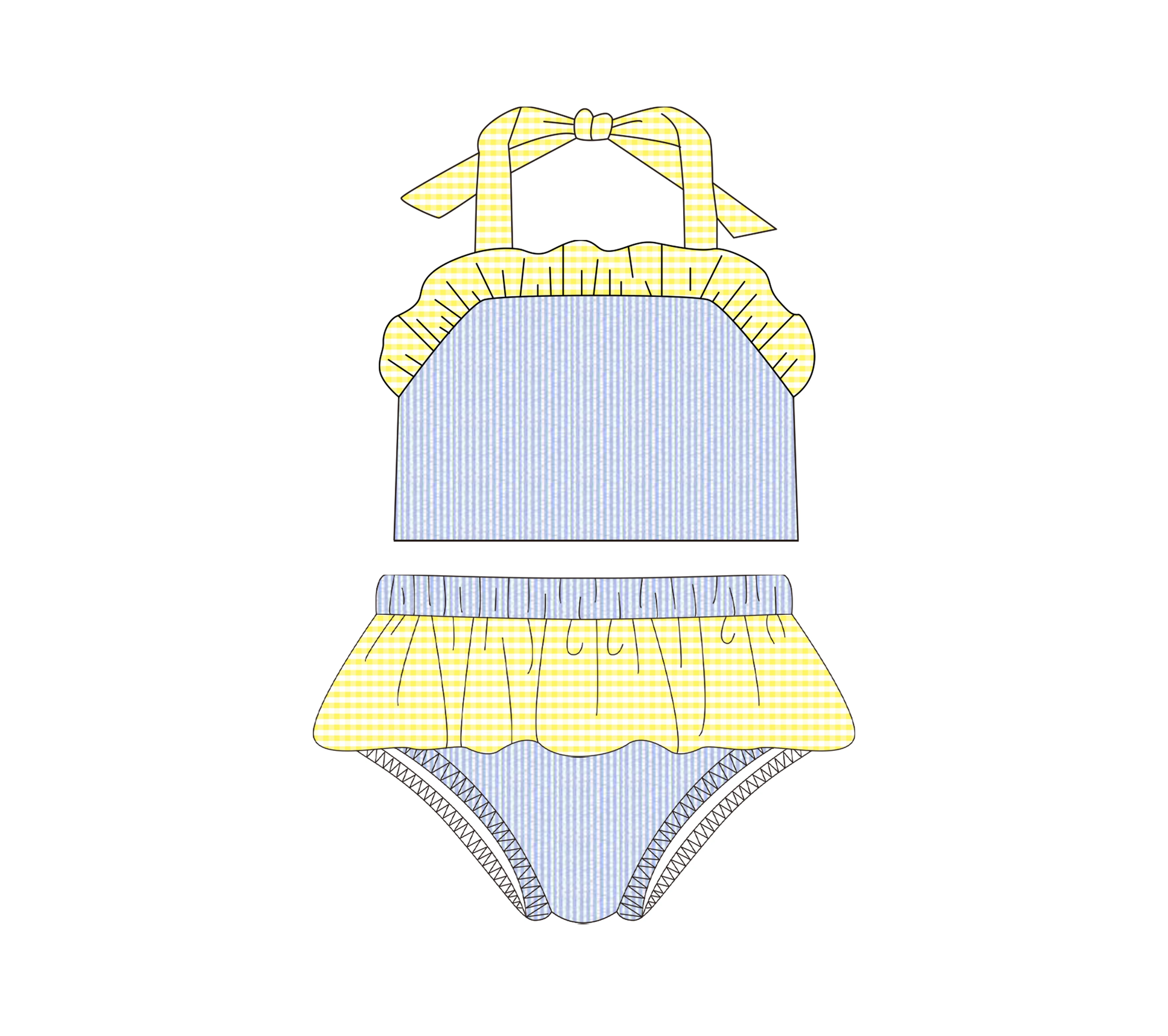 Boutique Swim Wear Custom Swimwear Beachwear Kids Swimsuits Baby Girls Boys Summer Beach Clothes Matching