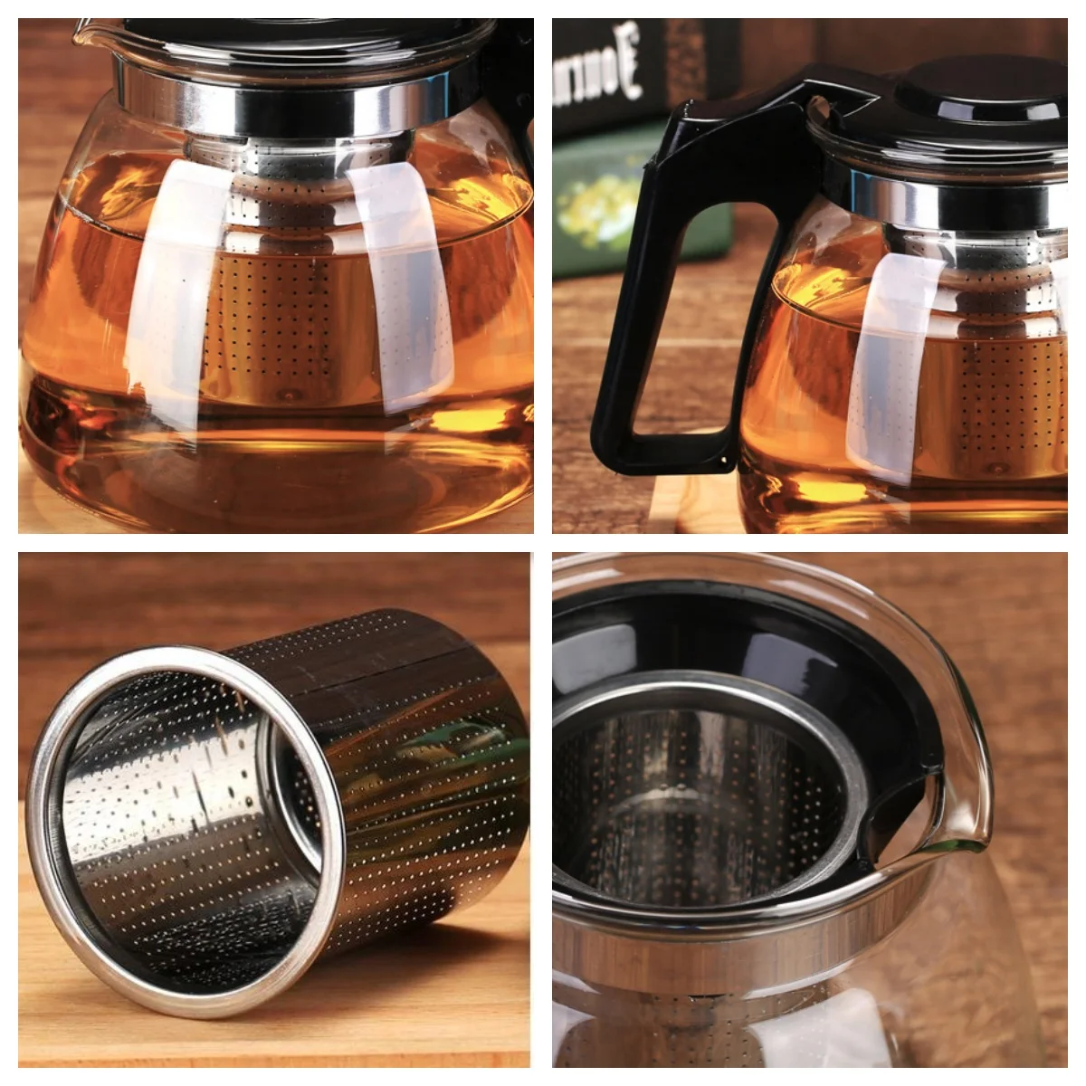 Glass teapots infuser Heat Resistant Glass Teapot Indoor Office Coffee Teapot with Strainer Teaware Convenient with Cup Teaware