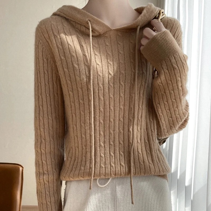 2022 comfortable cashmere sweater women casual long sleeve wear twisted design