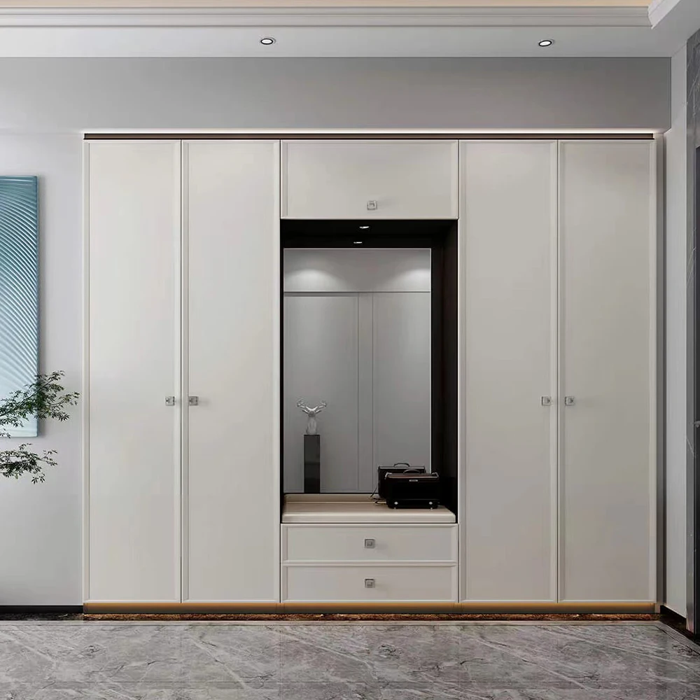 Boloni wall to wall sliding door glossy space saving italian european wardrobe closet with 4 doors