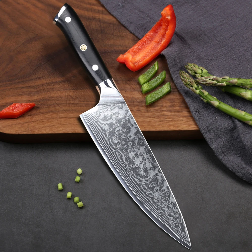 Factory Direct Sales Professional 8 Inch Damascus Chef Knife with G10 Handle