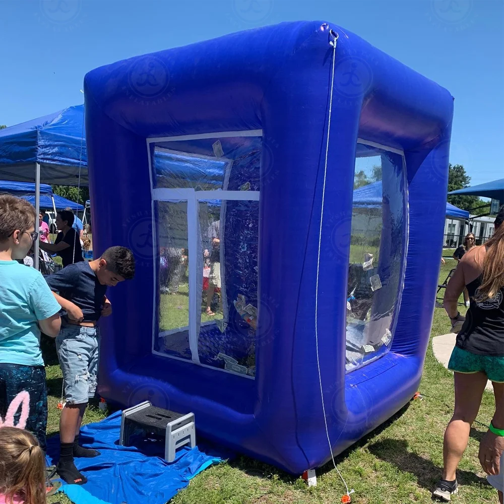 Popular money machine game Portable Inflatable Cube Catching Money Inflatable Cash Machine for party and village fair