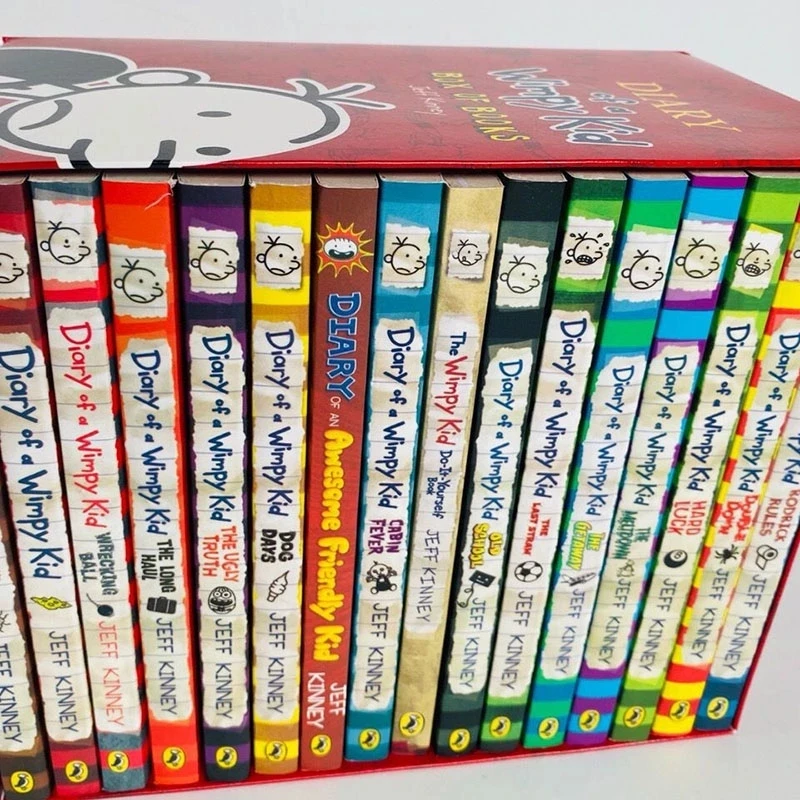 16PCS/Set English Picture Book Diary of a Wimpy kid Comic Bridge Novel Children Daily Reading Book Box Packing Children Age 6-12