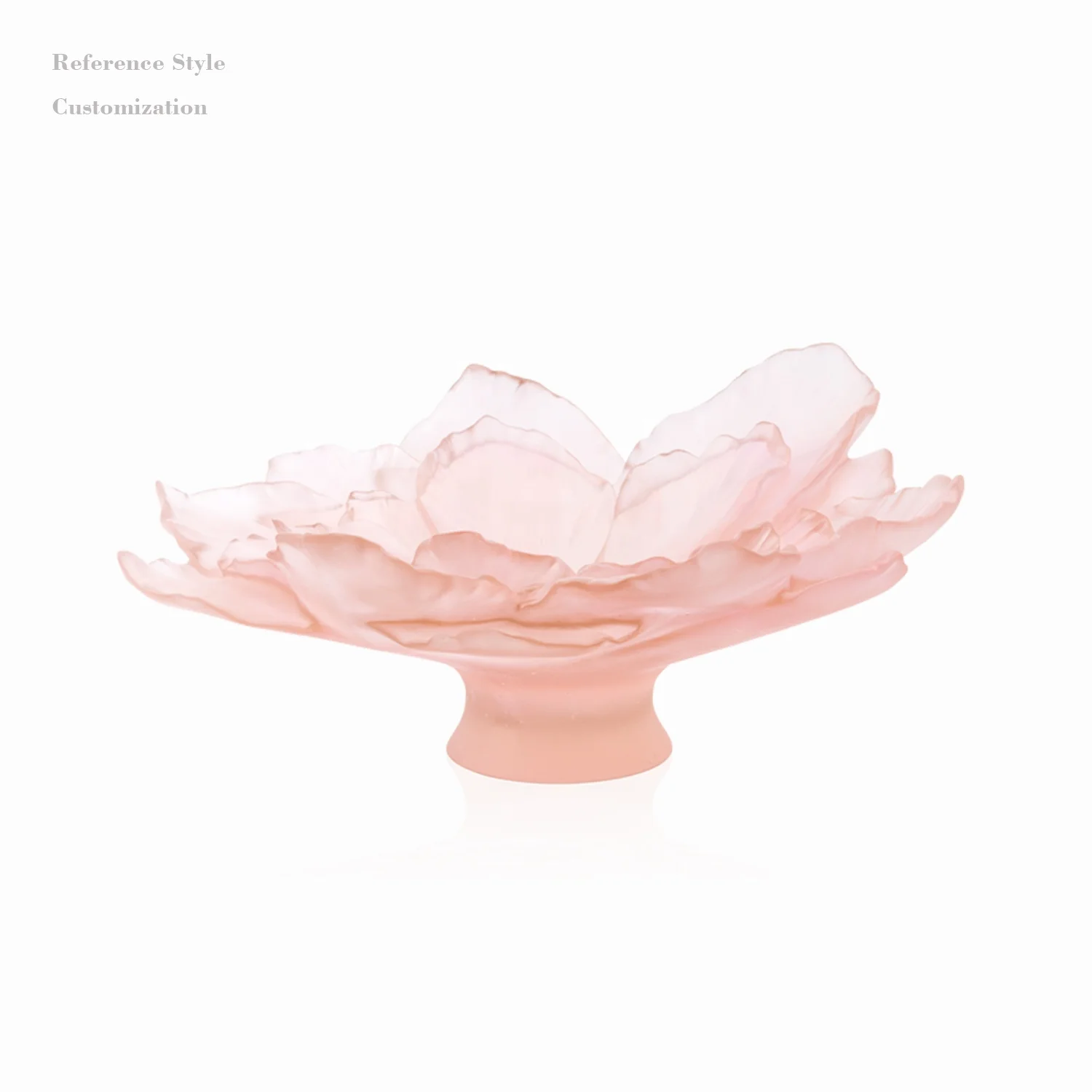 Beautiful pink violet large crystal camellia bowl for home wedding decor