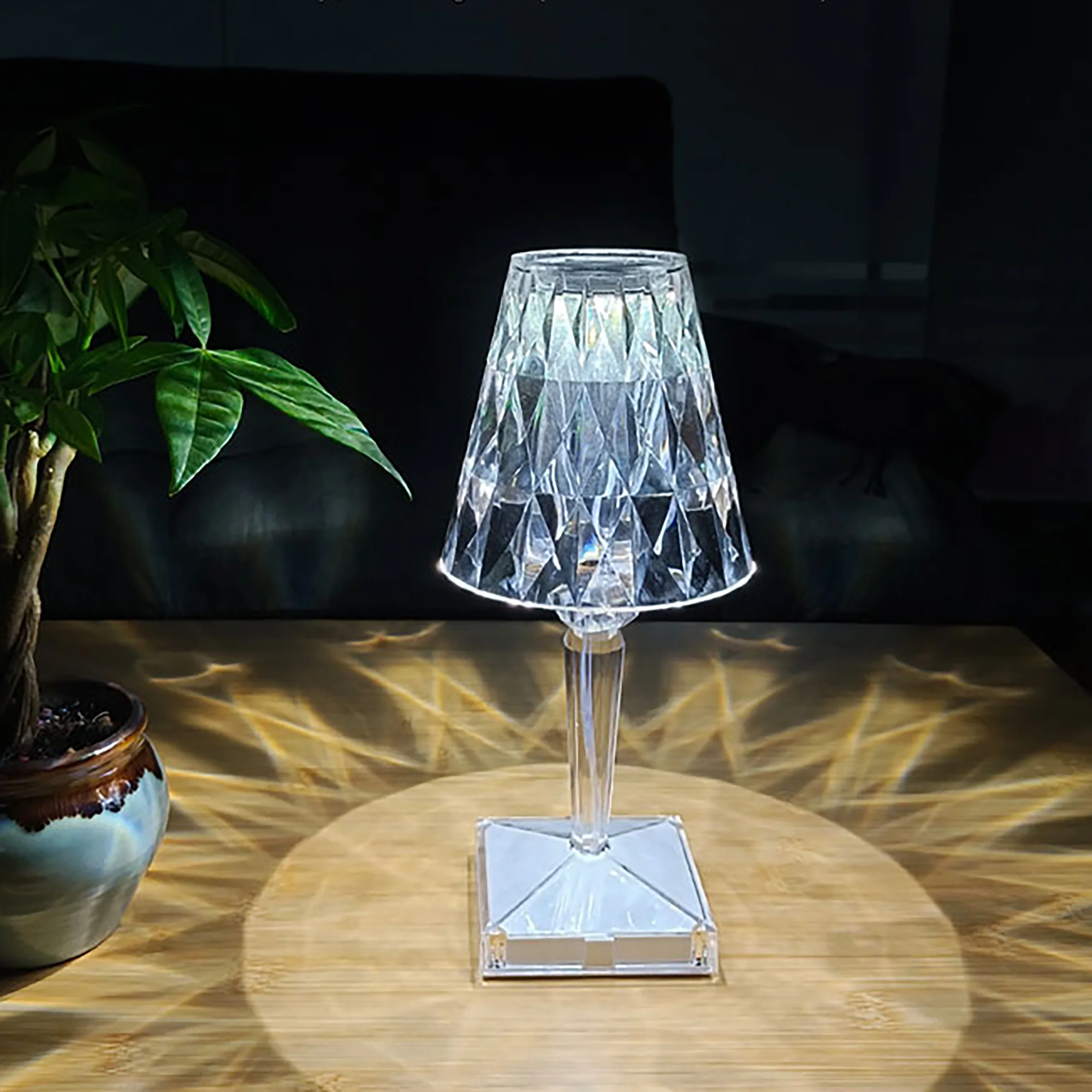 Amazon Dropshipping Modern Luxury LED Reading Desk Lamp  Bedside Led Touch Control Crystal Table Lamp Acrylic Night Light