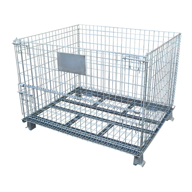 Wire Mesh Container Pallet Box Forklift Cages Cargo Crate Material Handling Metal Storage Cage
