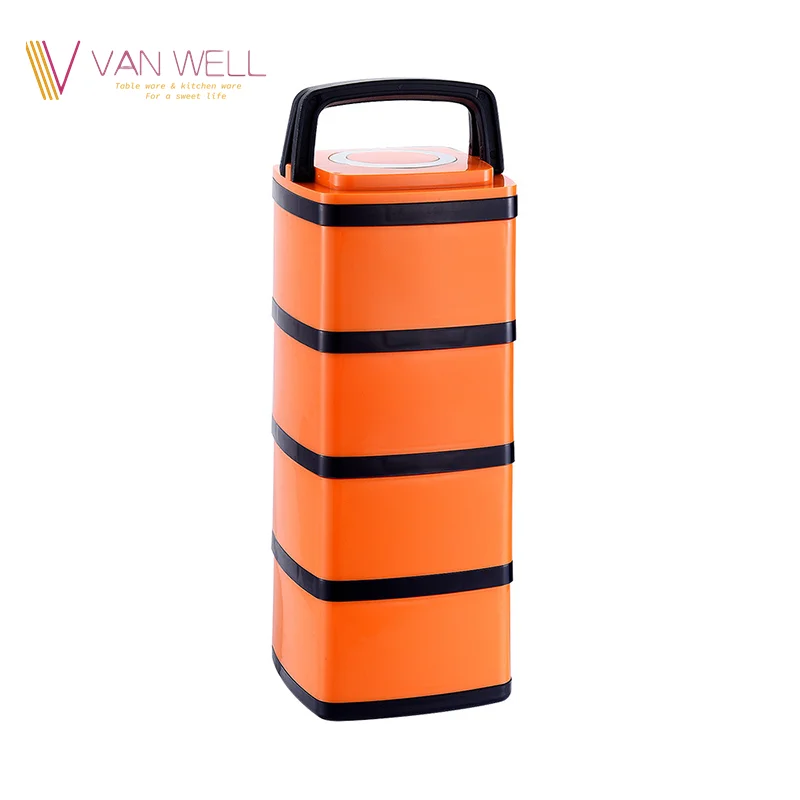 3 Layers stainless steel plastic thermos square lunch bento box food container