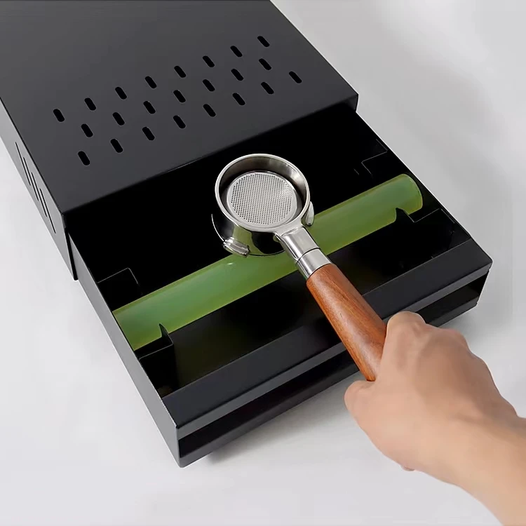 The Best Price Black Red Sliver Color Stainless Steel Unique Cafe Tamping Coffee Knock Box Drawer