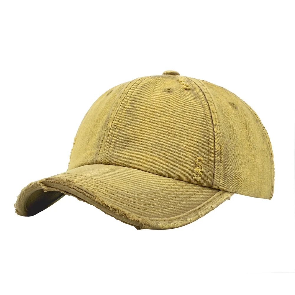 Custom 100% Cotton Brown Baseball Washed Sport  Women And Men Acid Washed , distressed, 6 panel cap