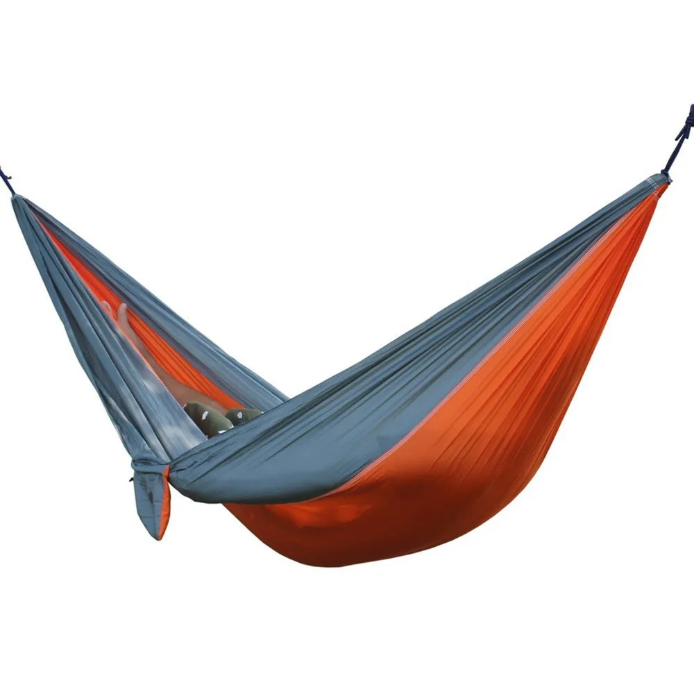 Double Portable lightweight Parachute Nylon Fabric Camping Hammock with tree straps SS carabibers and adjustable Cinch Buckle