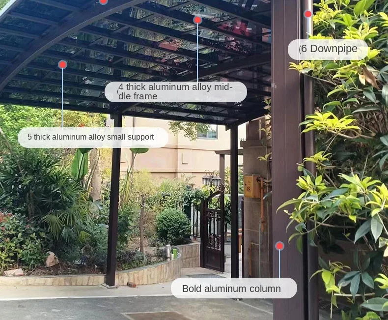 Transparent Outdoor PC Tile Aluminum Type Car Pavilion with Plastic Board for Convenient Parking Lot Use