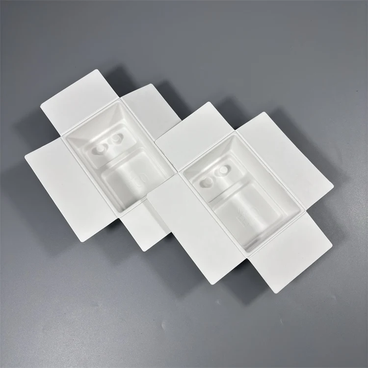 Eco friendly Bagasse Pulp Molded Earphone Packaging Inlay Earphone Packaging Box Insert Tray