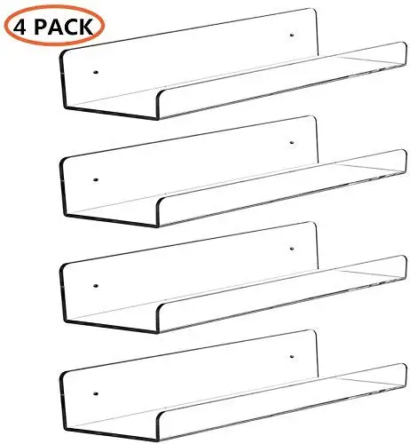 cusutomized clear acrylic display shelf wall mounted acrylic floating display shelf rack