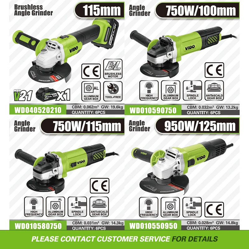 VIDO 21v Lithium portable drilling metal grinding cutting wood cordless power drill tool set Hammer Drills power tools