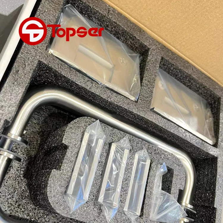 Factory Price CRL Square Solid Brass 90 Degree Wall Mount Shower Door Hinges Clamps and Glass Door Pull Handle Set