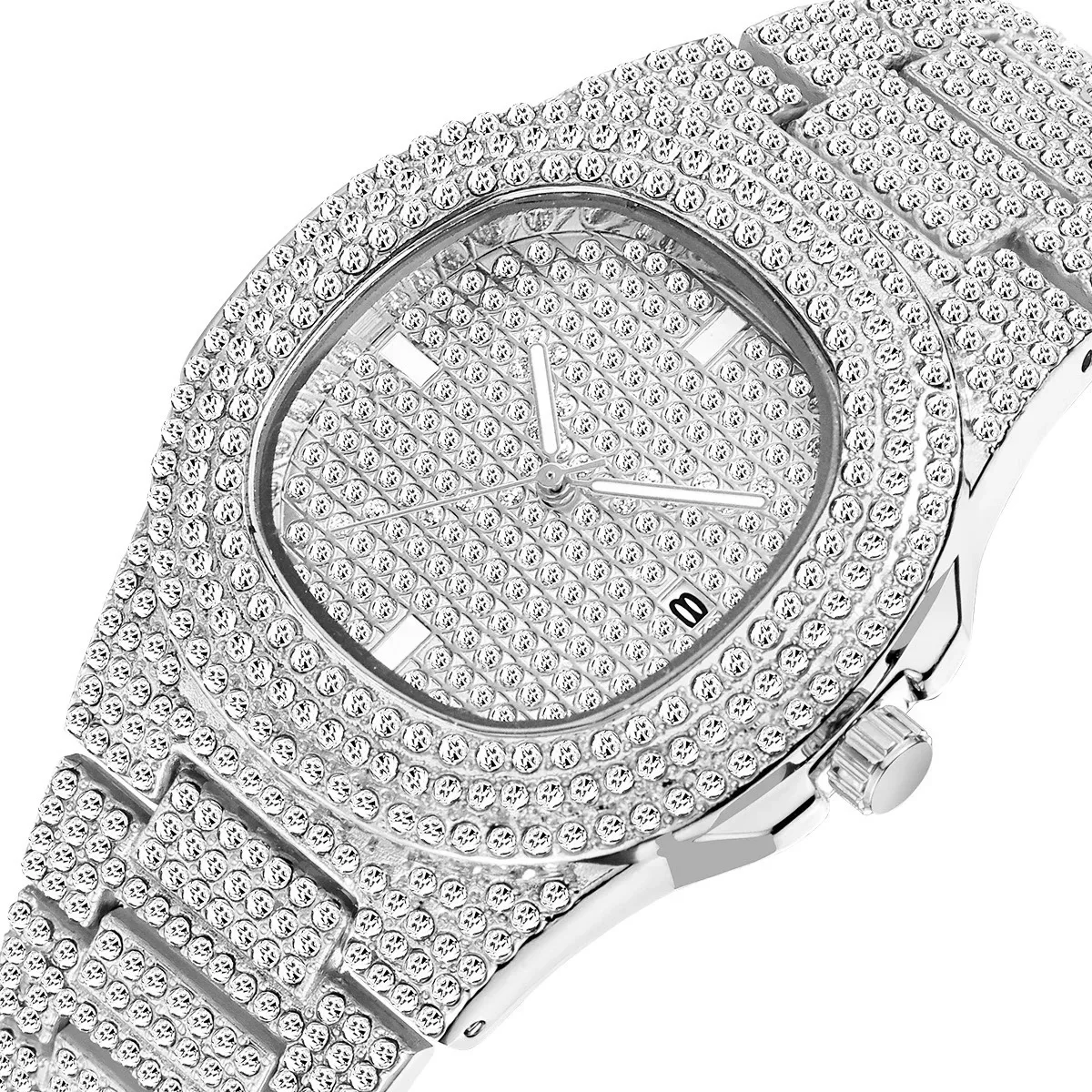 Free samples Oem Odm Top Brand Luxury Bling Quartz Square Men Watch Relojes Hip Hop Gold Full Diamond Iced Out Watch