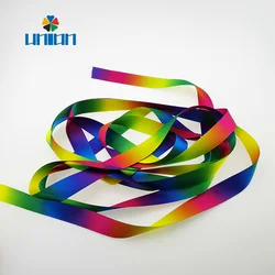 Wholesale single or double sided printed colorful rainbow satin ribbon Rainbow ribbon