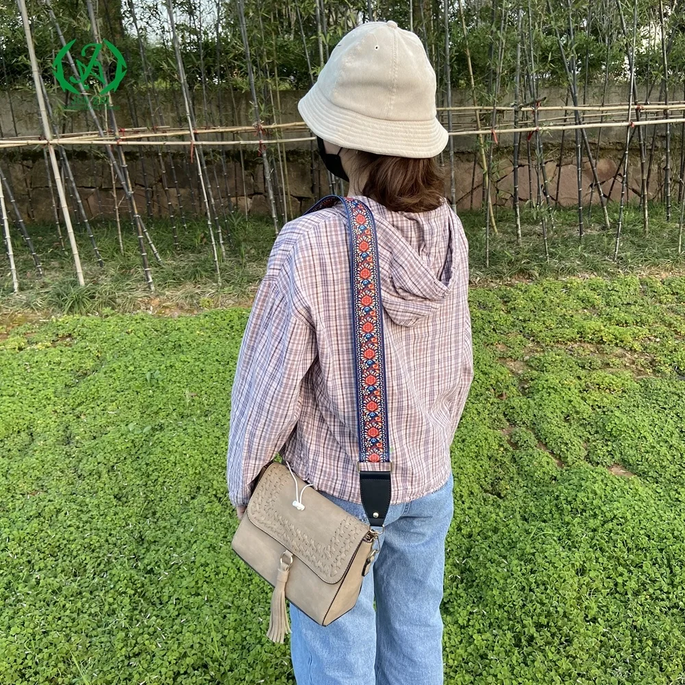 Monogrammed Whipstitch Flapover Crossbody Bag Rainbow Sunflower Belt Strap Tassel Purse