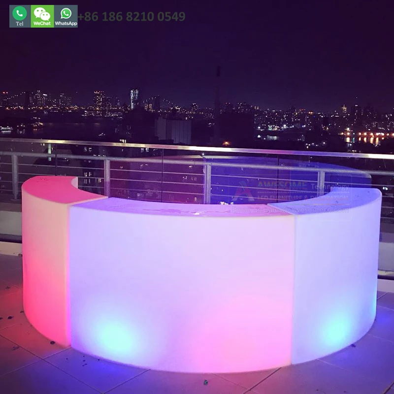 curved half circle acrylic lighted bar counter top