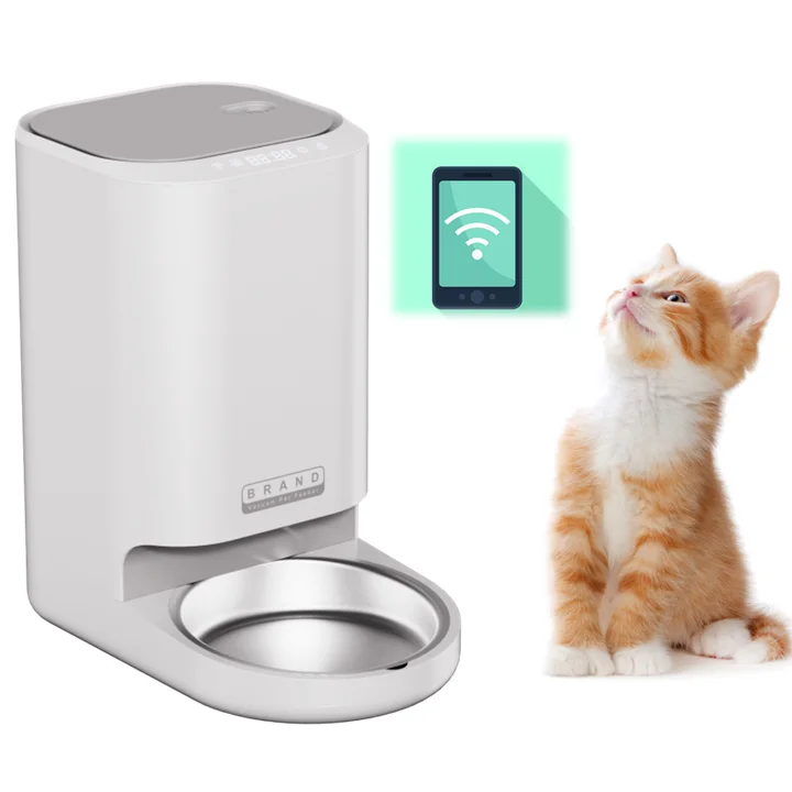 4L Automatic Dog Cat Feeder for Cats and Dogs with Wifi App Remote Control Cat Food Dispenser with Timer Stainless Steel Bowl