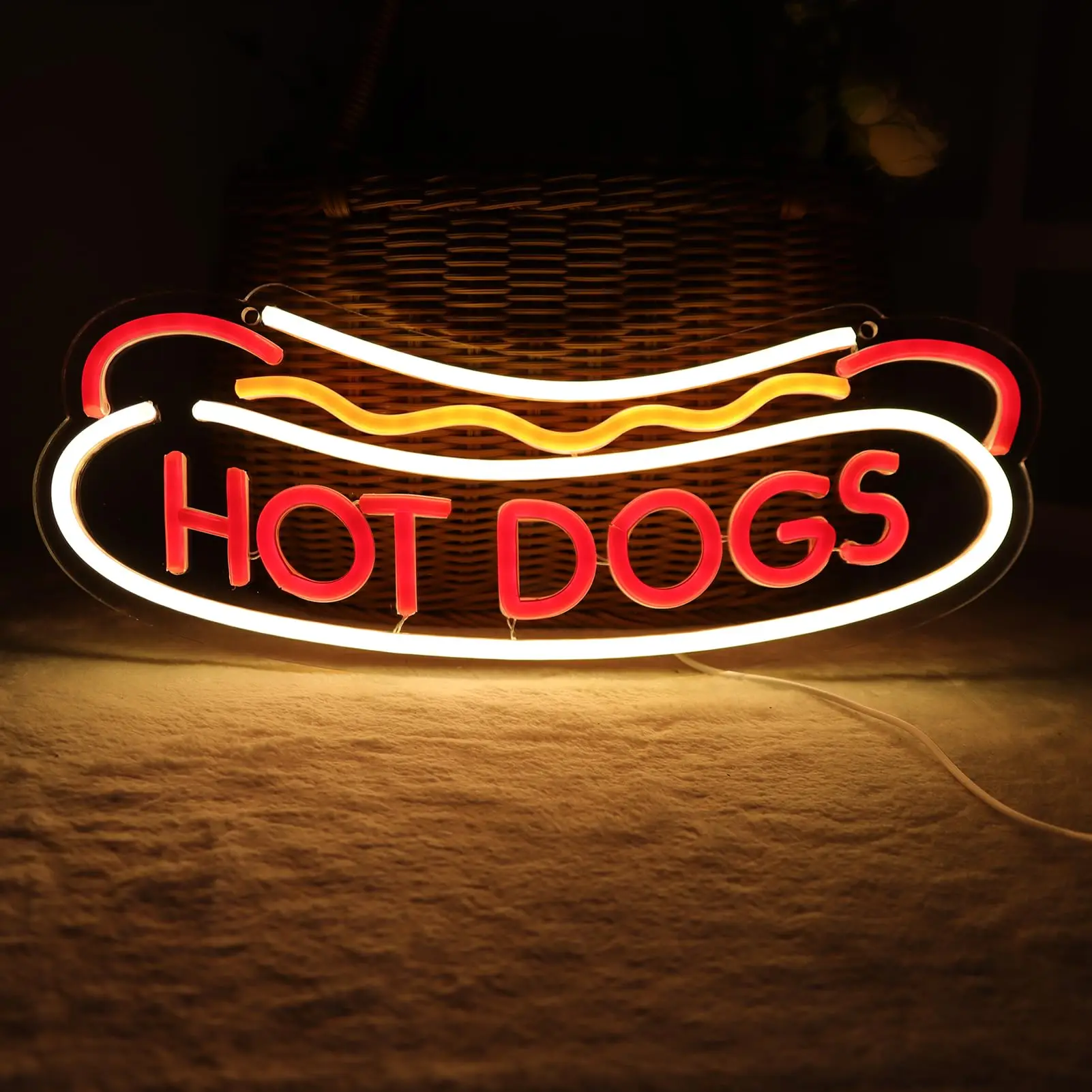HOT DOGS Neon Signs for Wall Decor Neon Lights for HOT DOGS Shop Led Business Signs for Fast Food shops Gift Art Wall Hanging