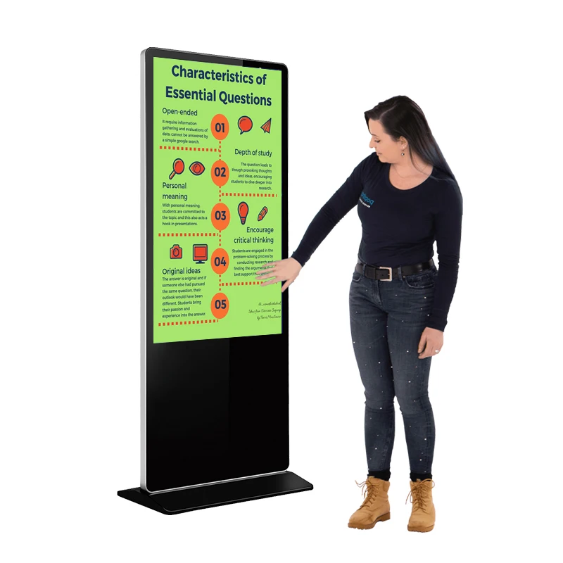 KINGONE 43 49 55 Inch Floor Standing Interactive LCD Advertising Display Indoor Digital Signage Touch Screen Kiosk