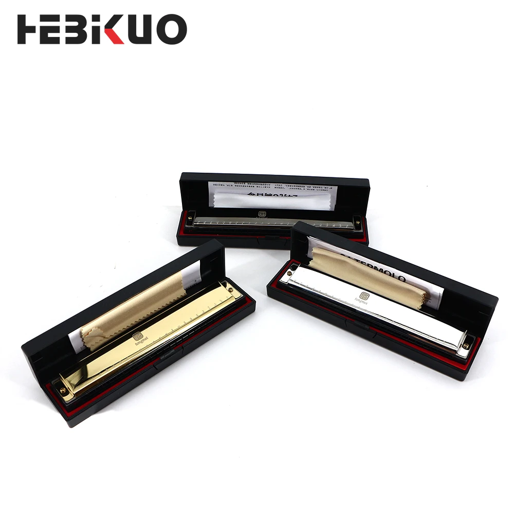 KQ24 Professional Harmonica Music Instrument Stainless Steel Mouth Organ 24 Holes Blues Harmonica For Beginners With Case