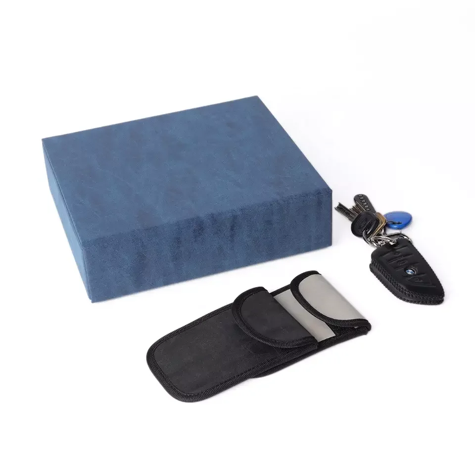 Anti Car Theft RFID Blocking box Keyless Car 2 slots Blocking Faraday Box with pouch bag