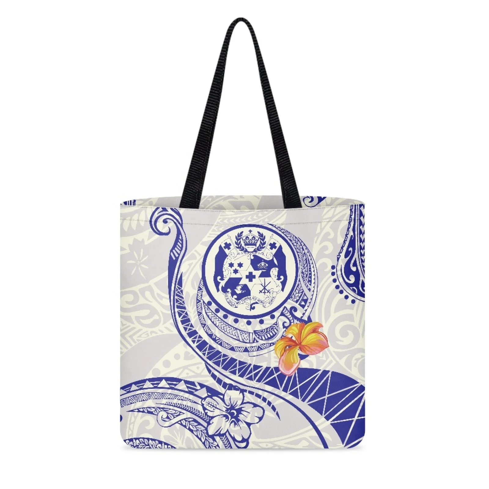Samoa Tattoo Reusable Custom Shoulder Shopping Bag Hawaiian Polynesian Eco-friendly Lady Women Canvas Tote Bag