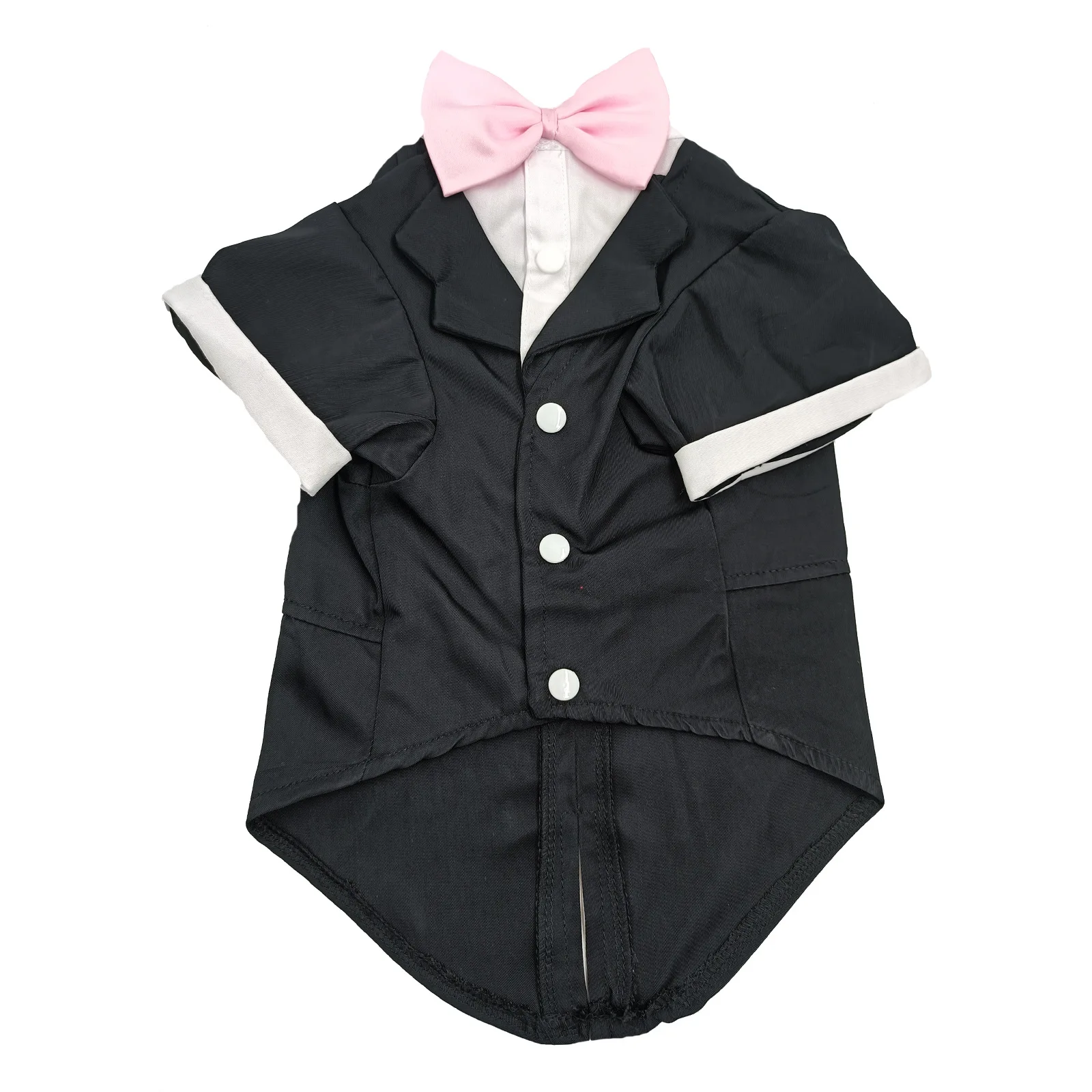 YOELLEN Wholesale luxury fashion wedding party black white suit soft winter pet bow tie set outfits T shirt apparel dog clothes