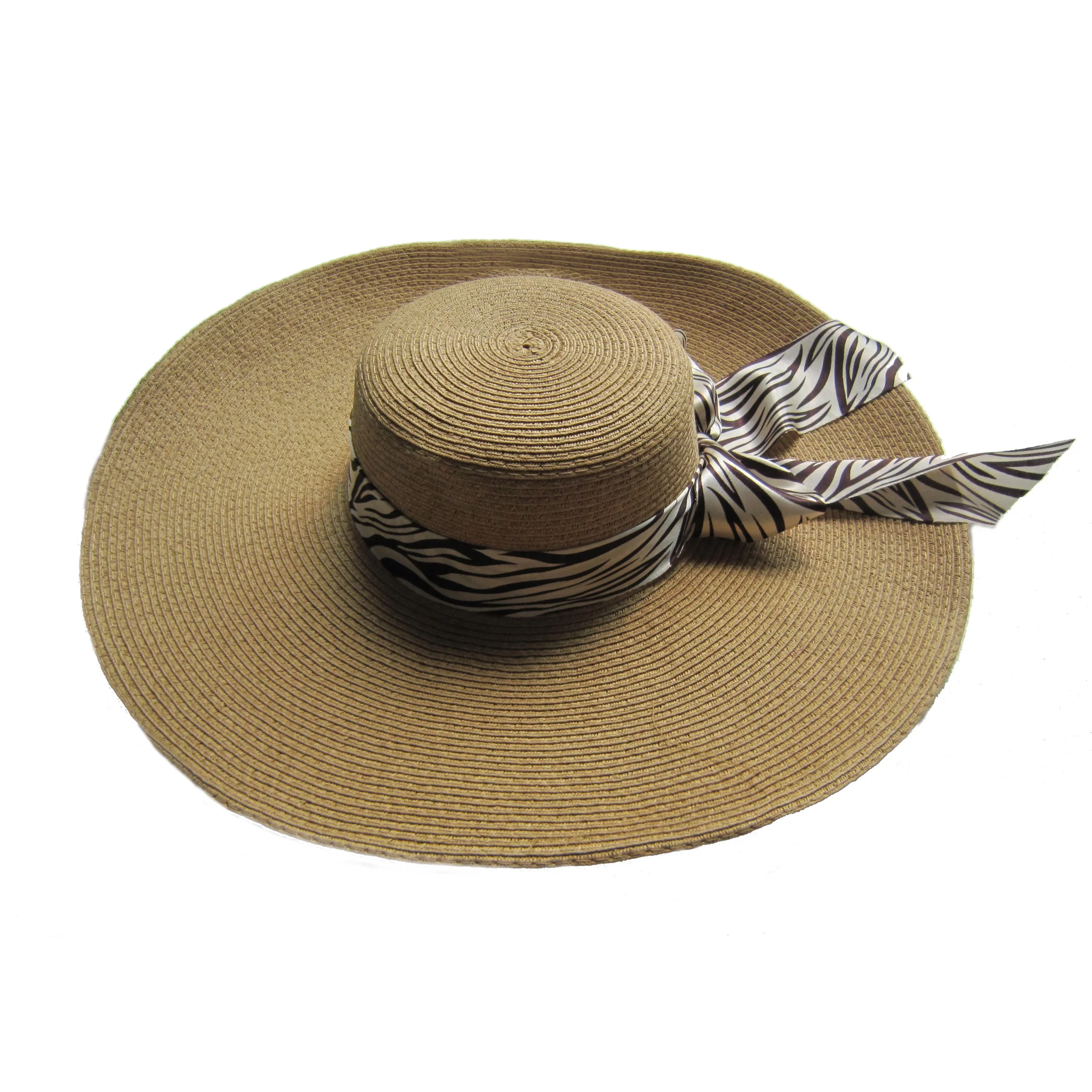 Custom Fashion Straw Hat Bands Wide Brim High Quality Straw Beach Hat for Women