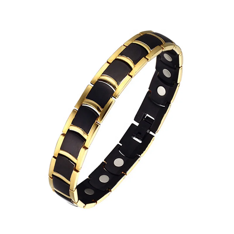 customized energy healthcare medical Bio IP Black plated MAGNETIC POWER men energy bracelet Japan TITANIUM GOLF BRACELET