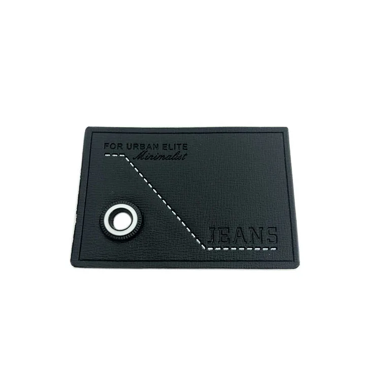 Quan zhou embossed branded logo custom metal pu leather patch label tag