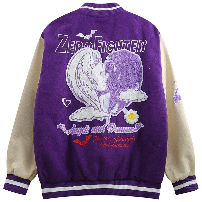 DiZNEW Purple Custom Style Baseball Jacket Winter Customize varsity/letterman Jacket Rifle Shooting Patches Plus Size Jacket