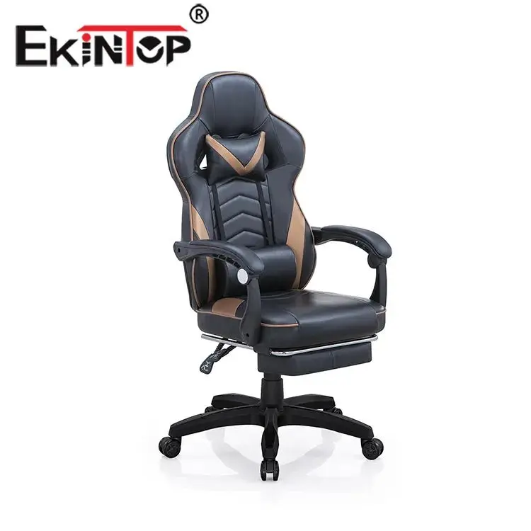 Ekintop полиуретановая кожа гоночный поворотный офисный компьютер Cadeira Silla Chair Da Gaming черный игровой стул