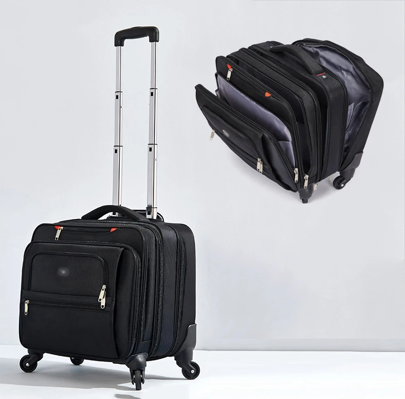 New 18-Inch Unisex Portable Pilot luggage Fabric Oxford Spinner Suitcase with Carry on Size for All Ages