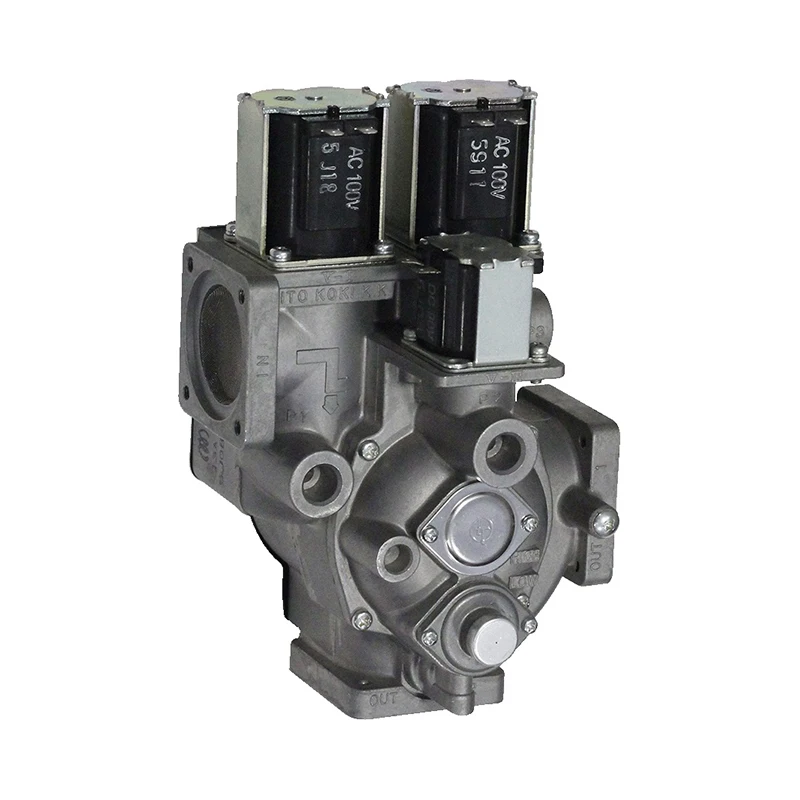 Space saving compact pressure gas regulator solenoid valves for gas