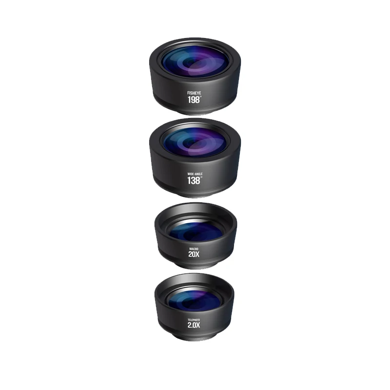 2021 Newest 4 in 1 Phone Lens Kit 2X Telephoto; Fisheye;Wide Angle ;Macro Lens for iPhone XS Max